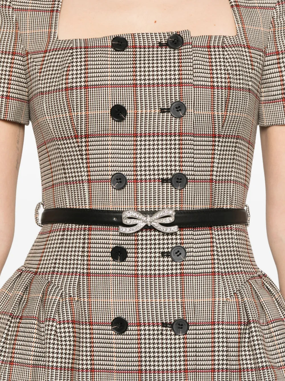 Checkered mini dress with short sleeves