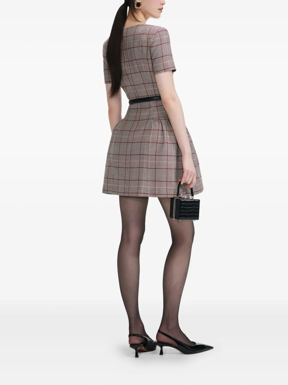 Checkered mini dress with short sleeves