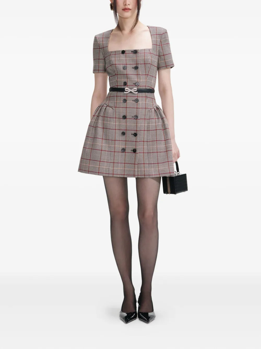 Kostkované minišaty s krátkými rukávy