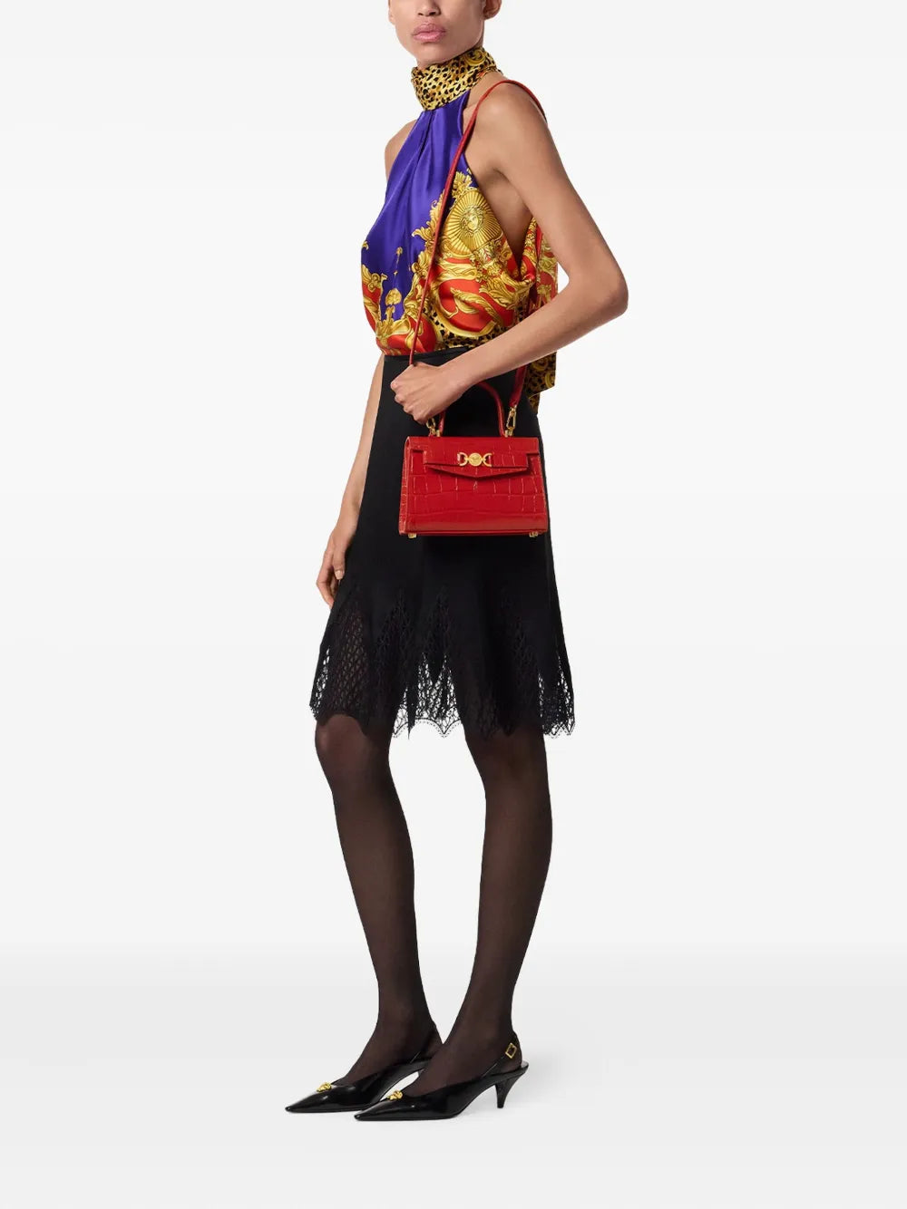 Malá taška s krokodýlím efektem