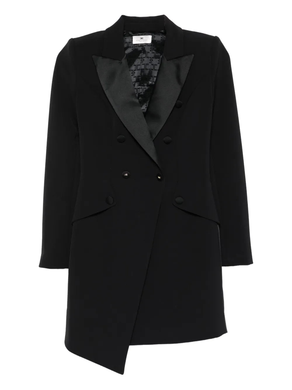 Minišaty s dvojitým řádkem a saténovým klopovým límcem