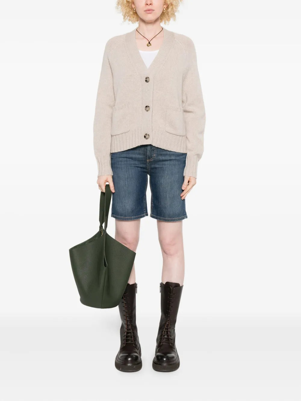 Buttoned cardigan with patch pockets