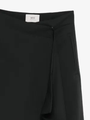 Asymmetrischer Midi-Wickelrock aus Merinowolle