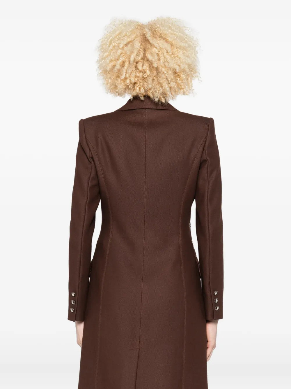 dvouřadý kabát s koženým lemováním