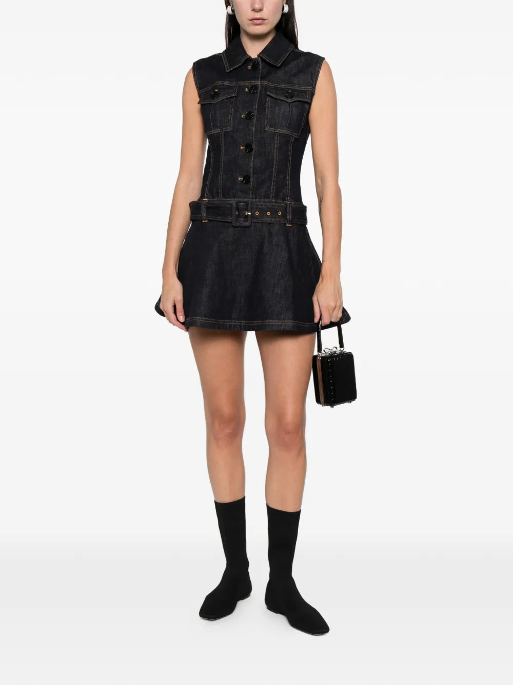 INDIGO DENIM ROZŠÍŘENÉ MINI ŠATY