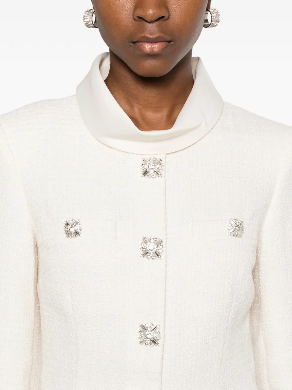 Bouclé mini dress with collar