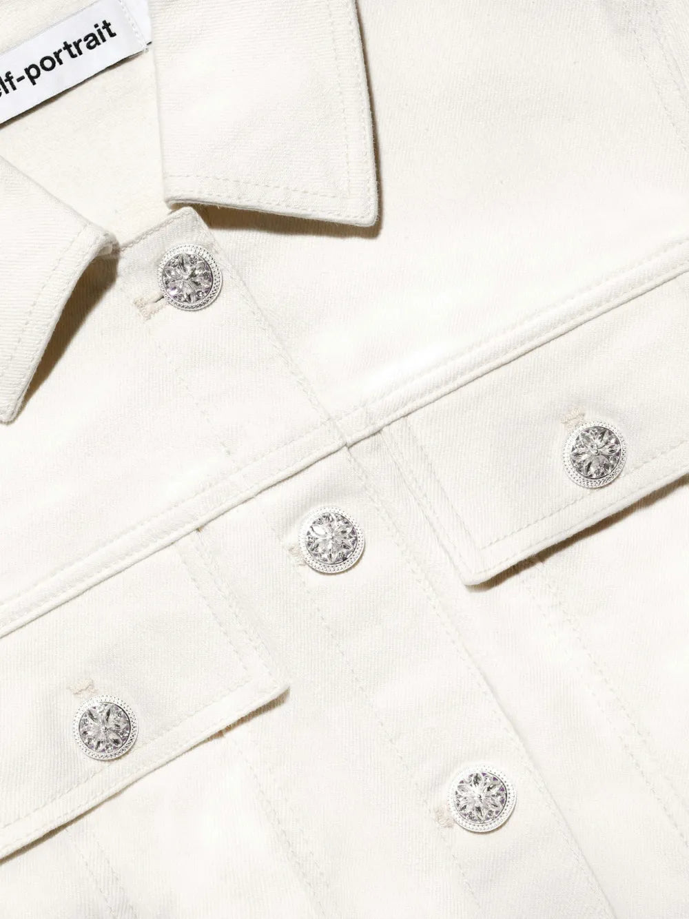 CREAM BRODERIE DENIM MINI DRESS