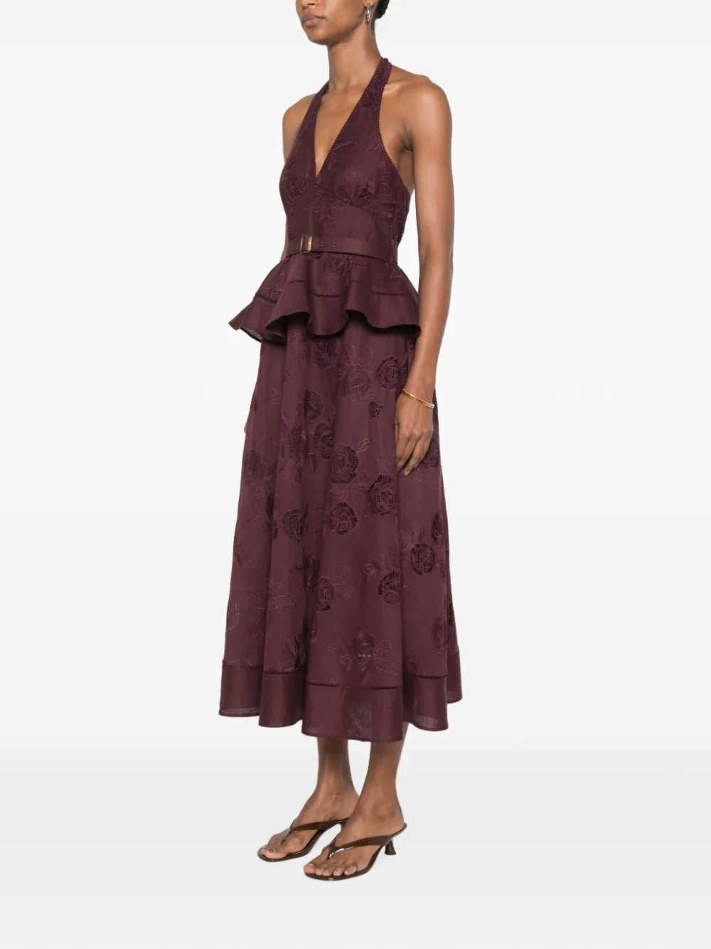 Midi-Kleid mit Blumenstickerei