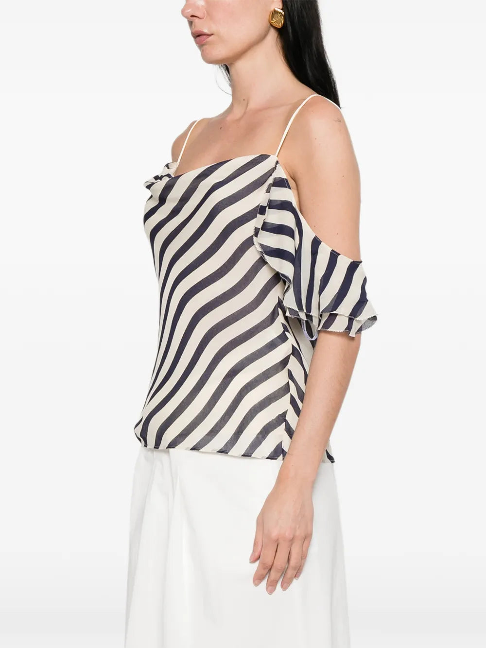 Striped top with ruffles