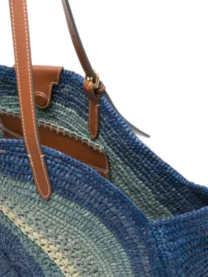 Okrúhla taška Tote z raffia prútia s mašľou