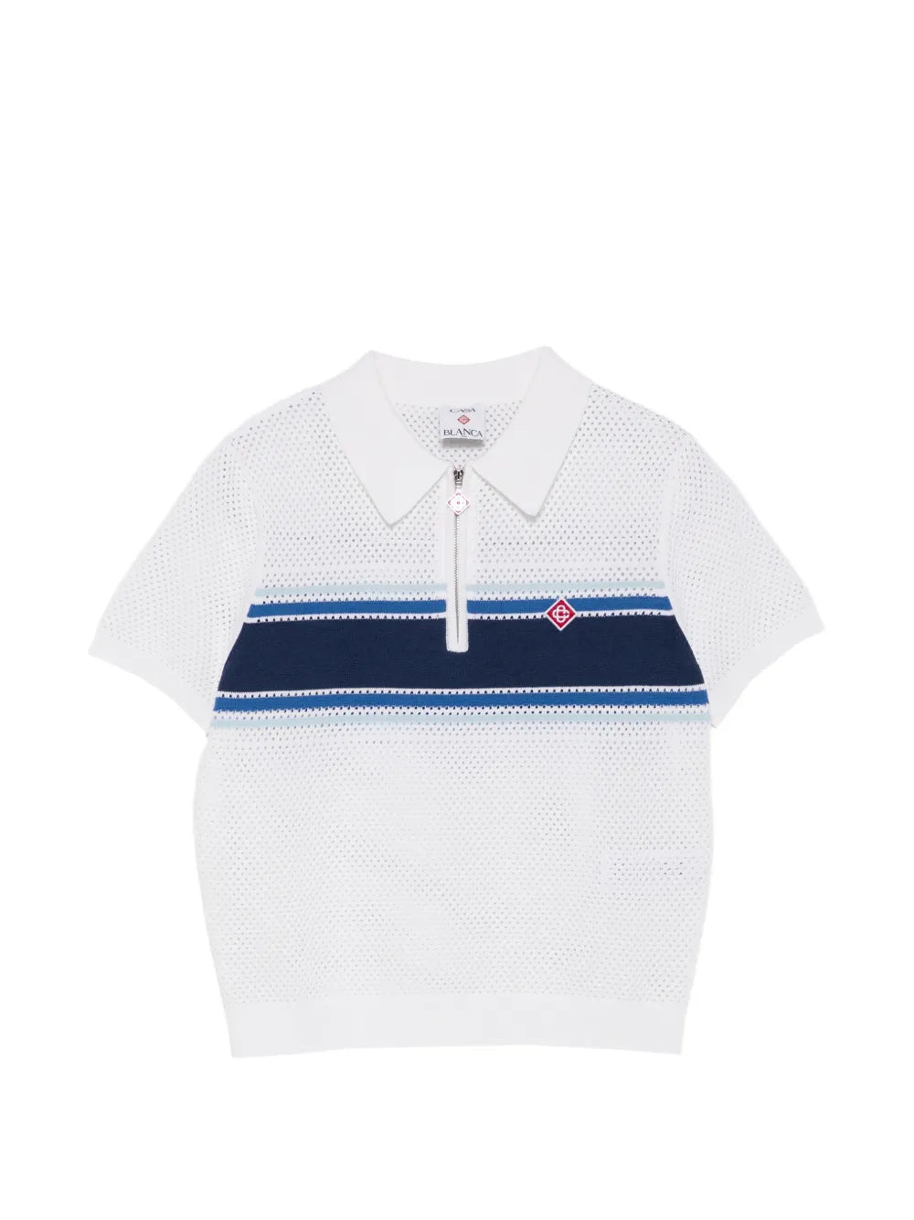 Striped polo shirt with zipper