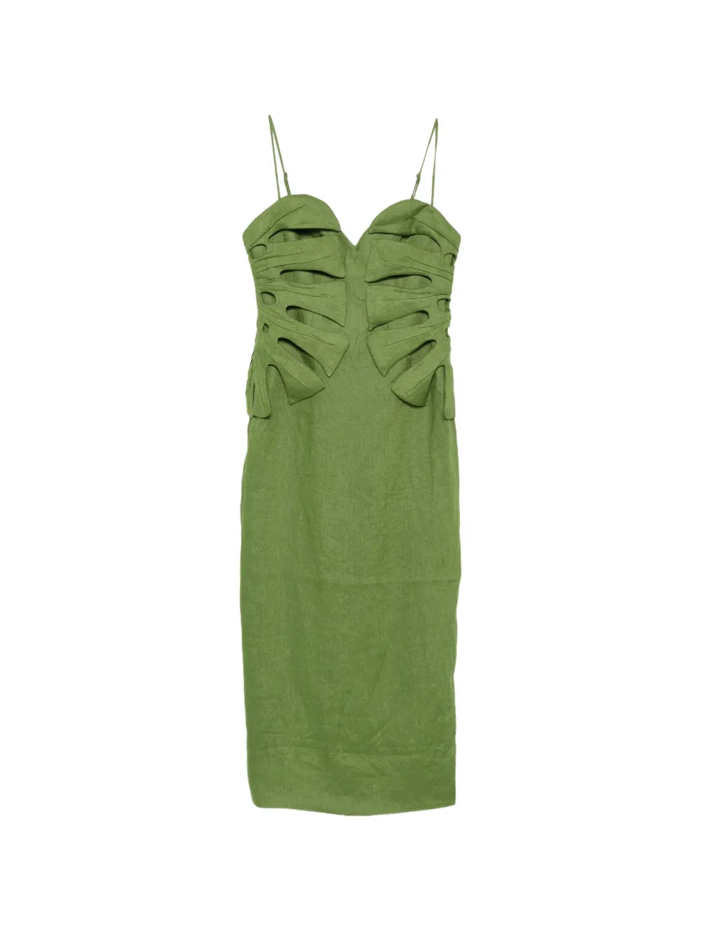 GREEN MONSTERA LEAF SLEEVELESS MAXI DRESS
