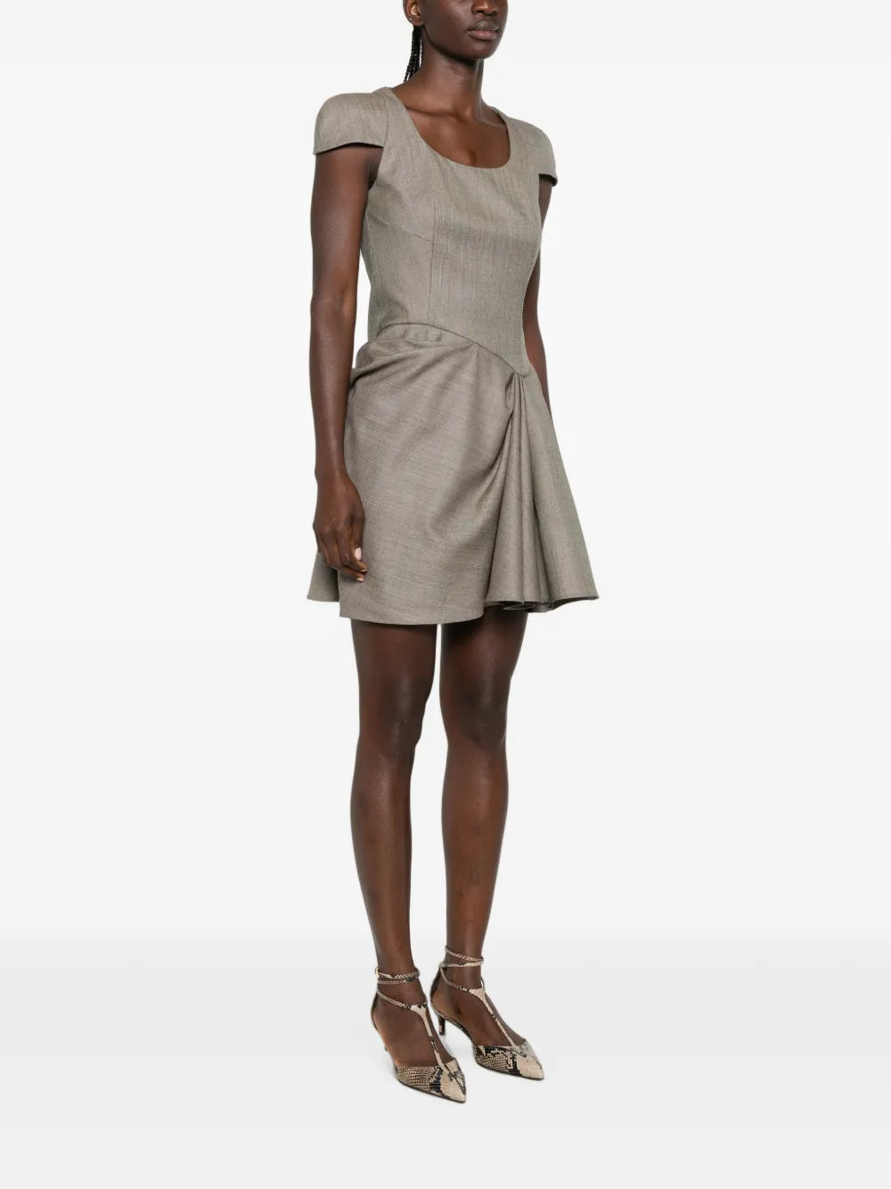 drapiertes Minikleid mit Flügelärmeln