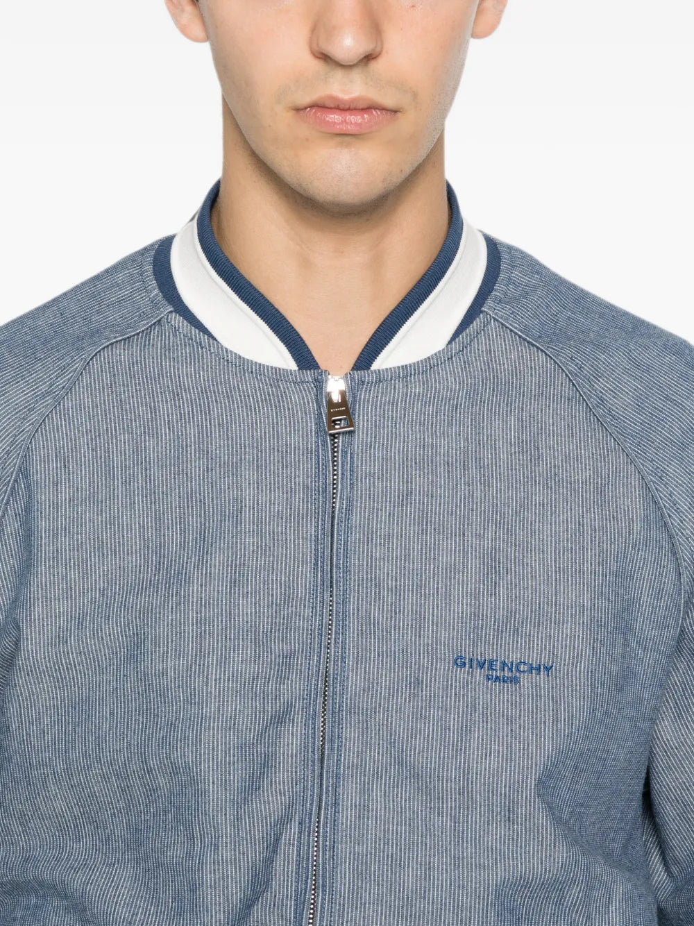 Gestreifter Blouson aus Baumwolle mit Givenchy-Stickerei