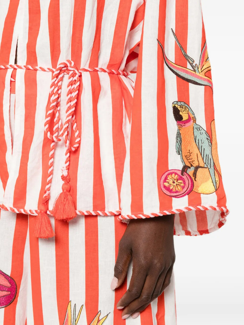 Gestreiftes Oberteil mit „Fruit Garden“-Stickerei