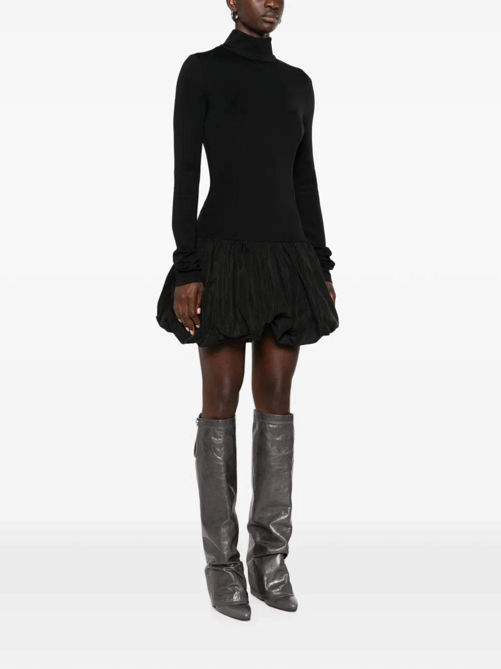 Minikleid mit Stehkragen und Puffrock