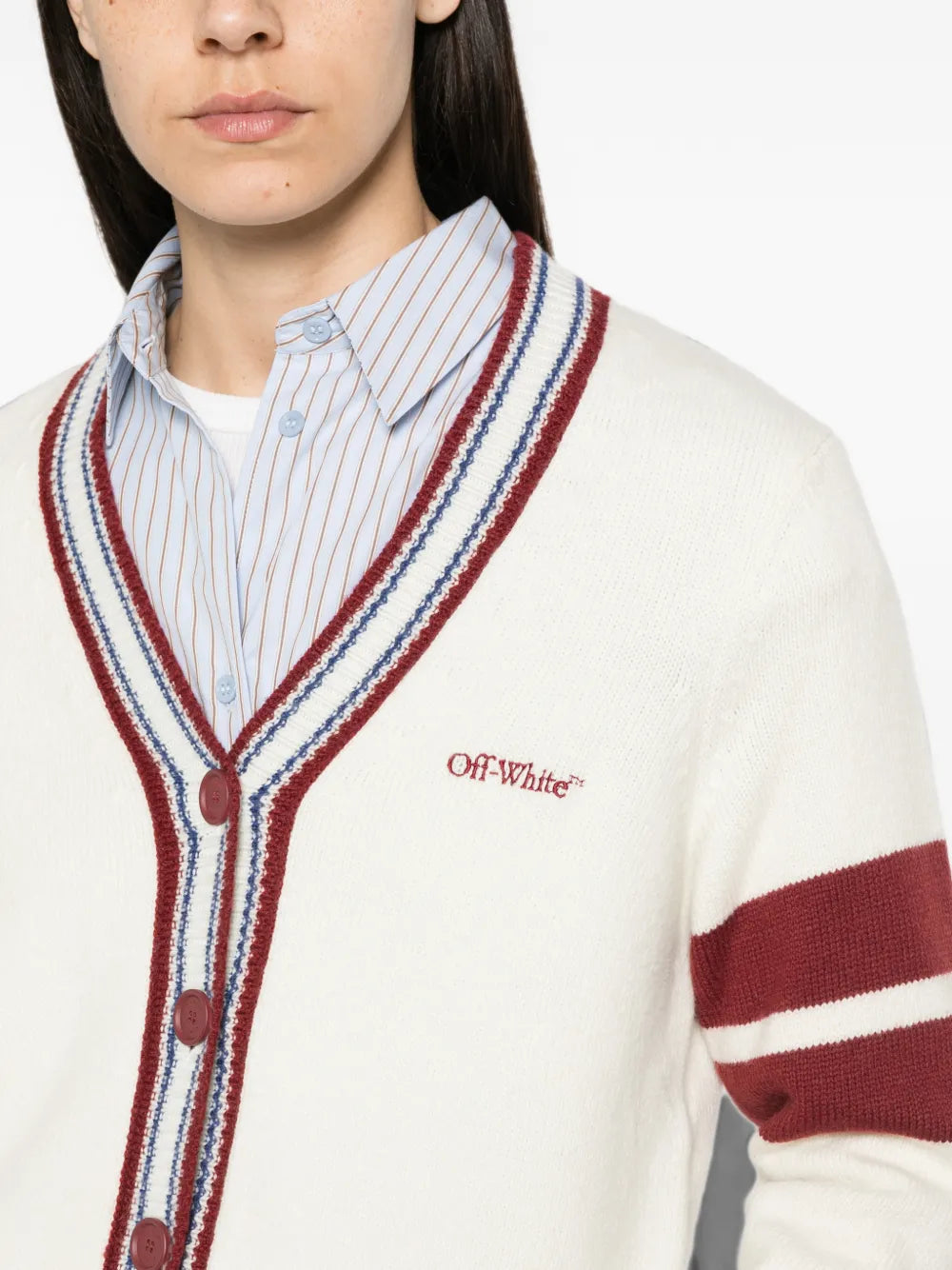 kurzer Cardigan mit gestreifter Borte