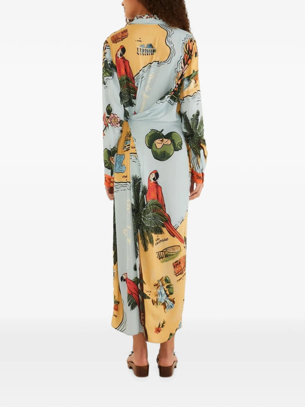 Mehrfarbiges Beaches Path Maxikleid mit Kragen
