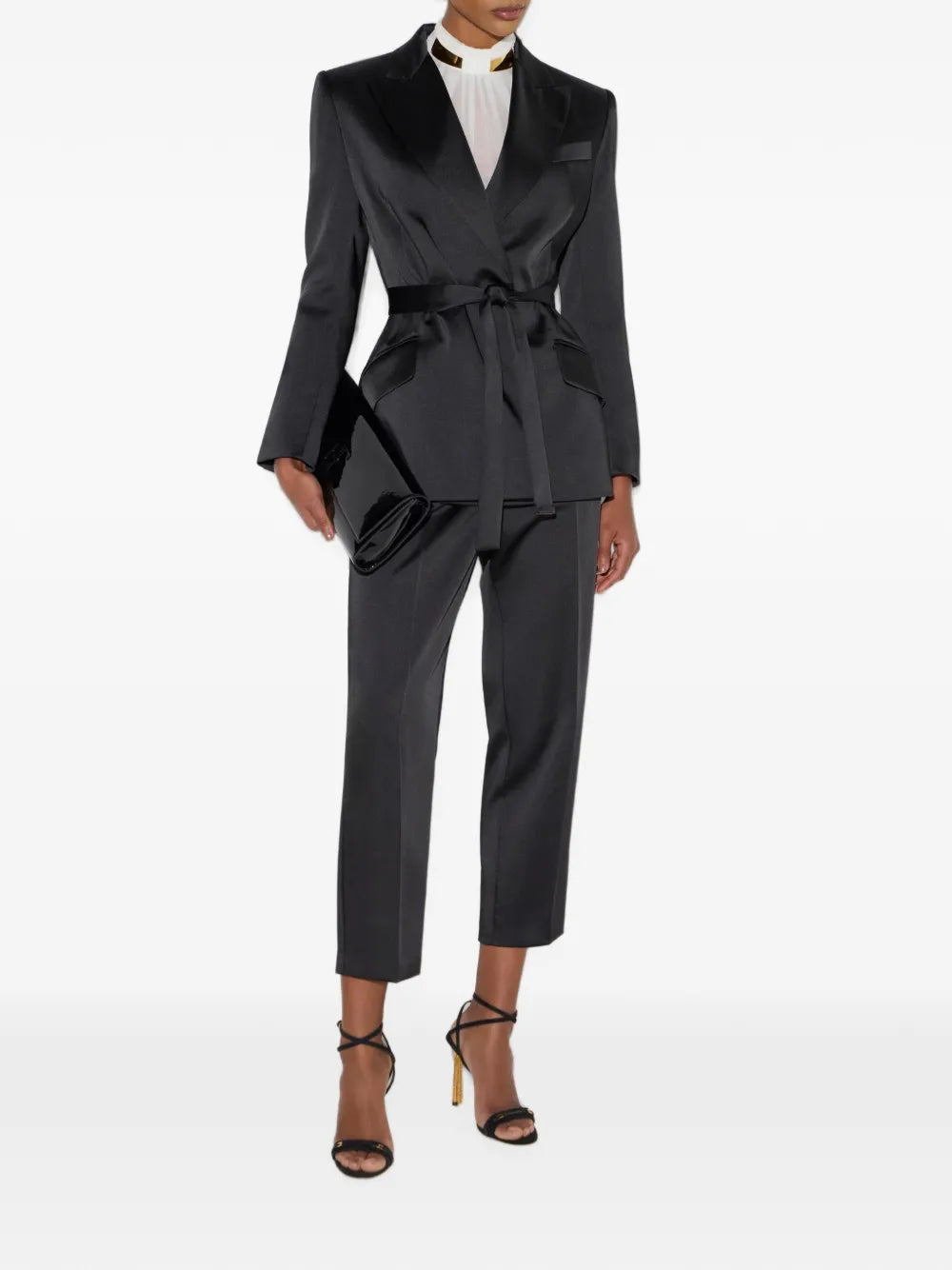 Jacke aus Stretch-Satin mit Gürtel