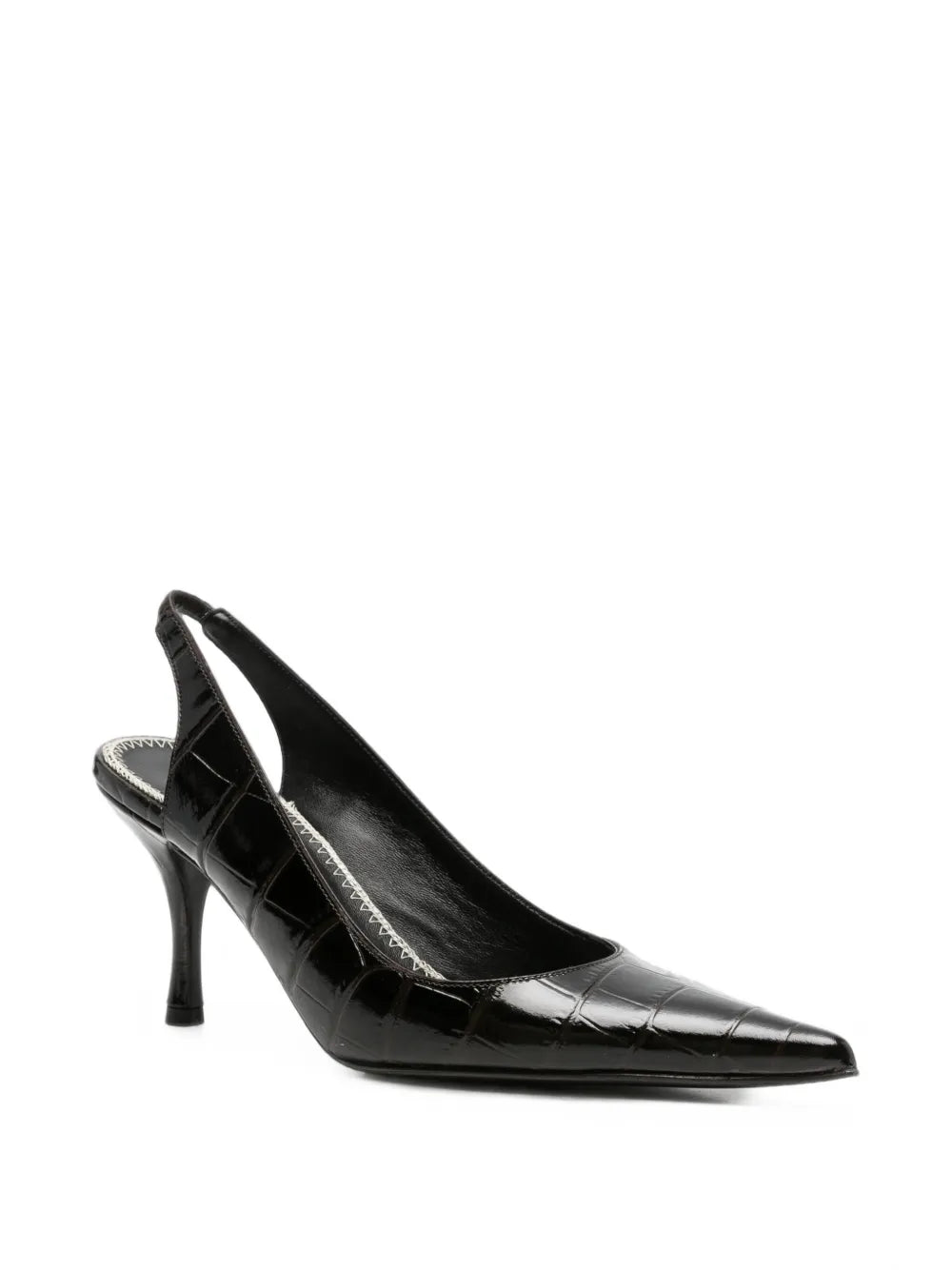 Slingback-Pumps mit Kroko-Effekt