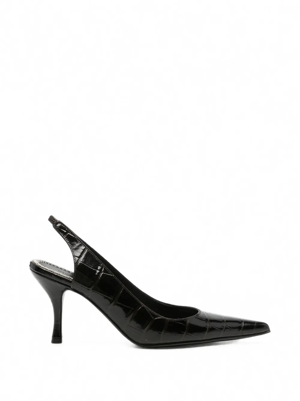 Slingback-Pumps mit Kroko-Effekt