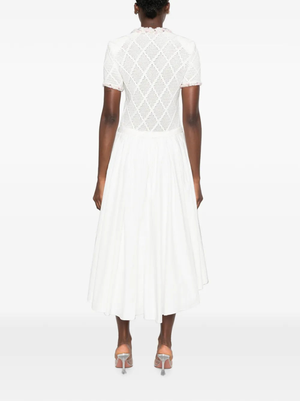 Pointelle-Strickkleid mit Kunstperlen
