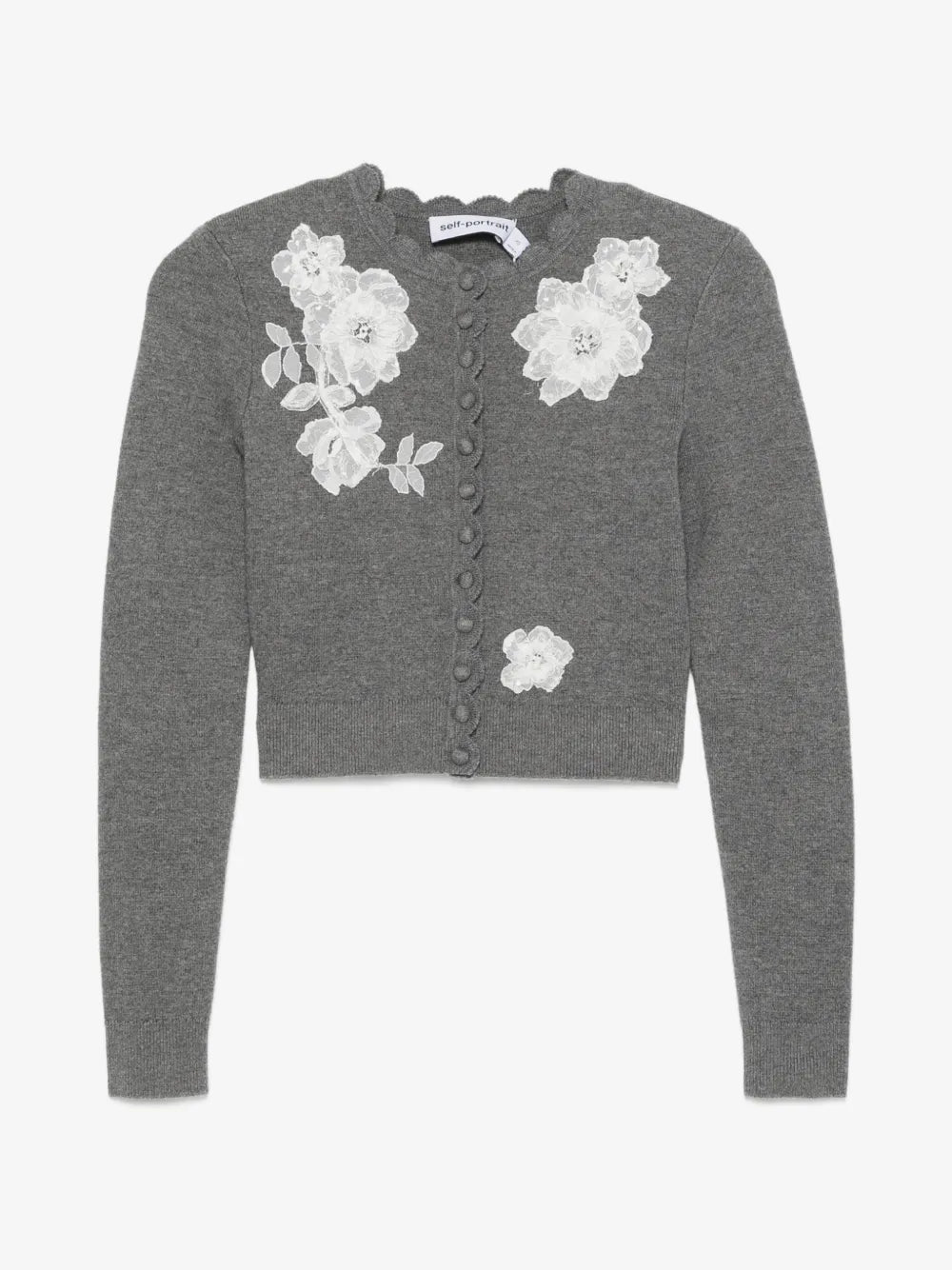 Cropped-Cardigan mit Blumen-Applikation