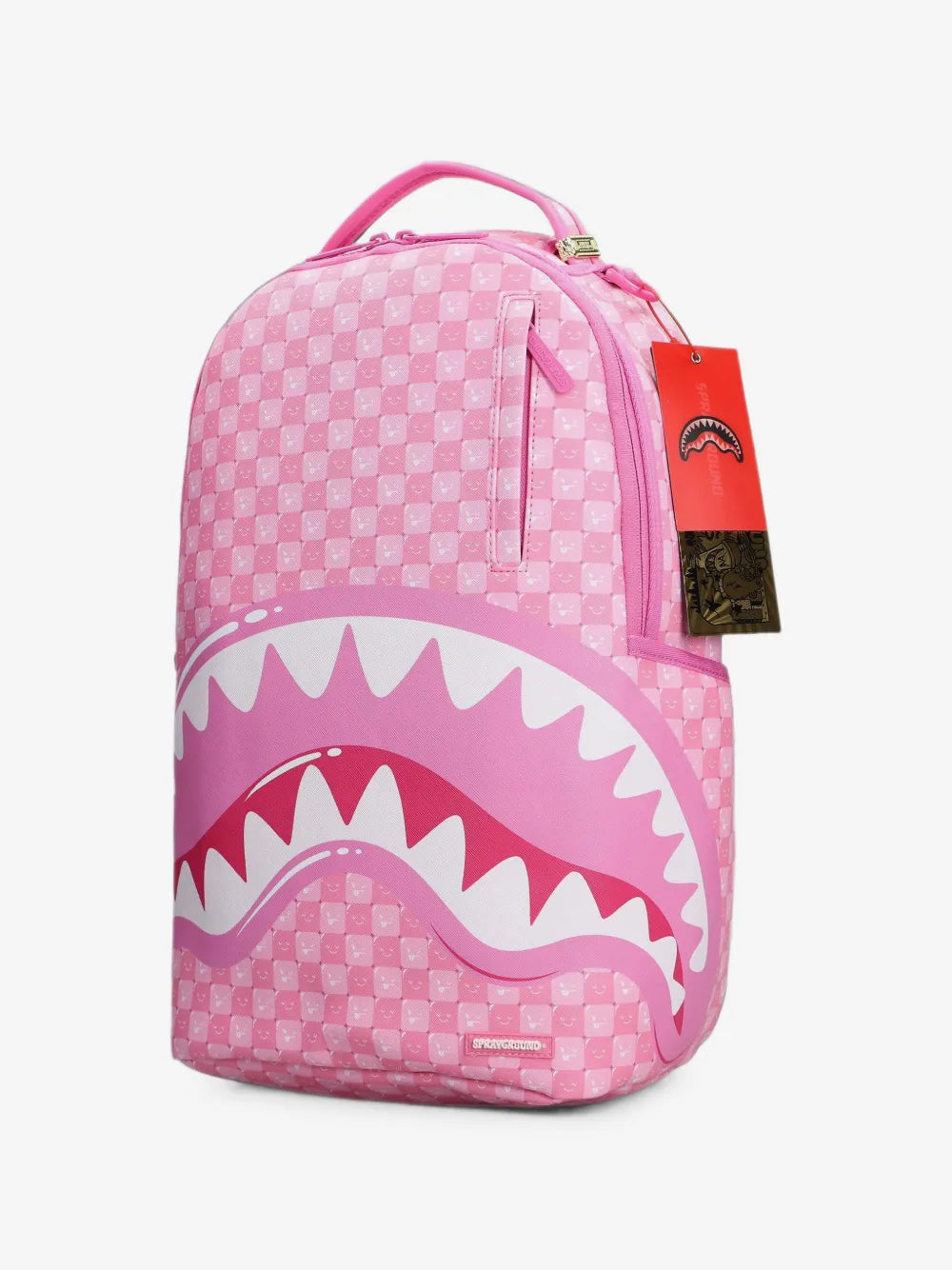 karierter Rucksack mit Smiley-Print