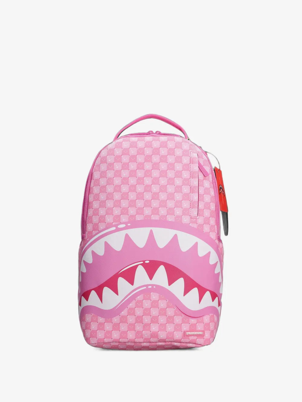 karierter Rucksack mit Smiley-Print